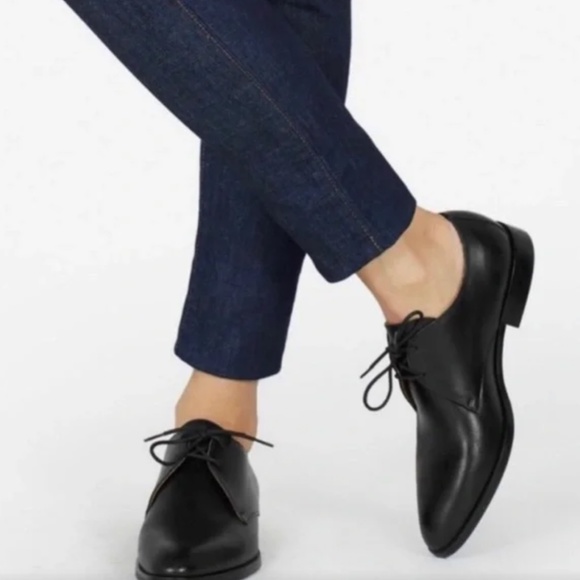 Everlane Modern Oxford Black Leather Lace Up Shoe Size 6.5 - Picture 1 of 9